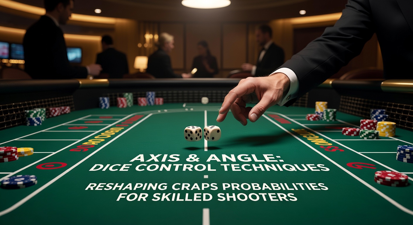 Close-up of dice mid-throw showing controlled axis rotation and angle trajectory toward the craps table's back wall