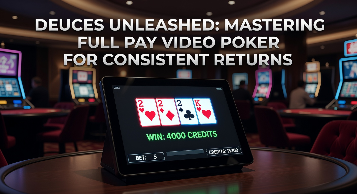 Vibrant video poker machine screen displaying a winning Deuces Wild hand with wild cards lighting up the payline