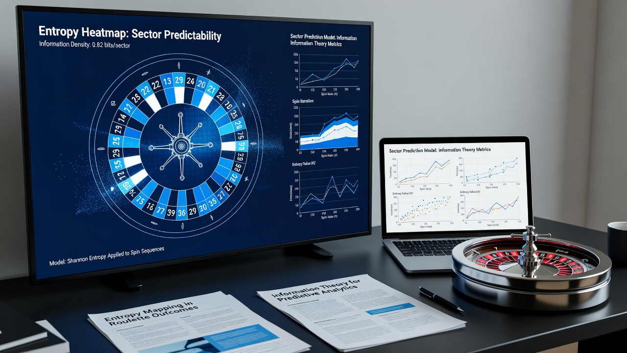 Information theory graph displaying entropy values across roulette wheel sectors over multiple spin sequences