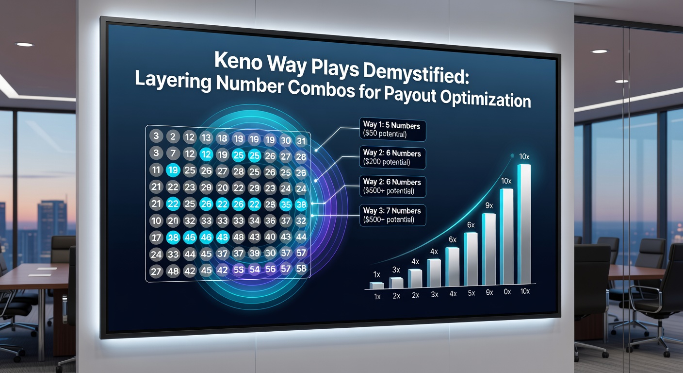Digital Keno screen displaying layered way play results with multiple winning combos highlighted