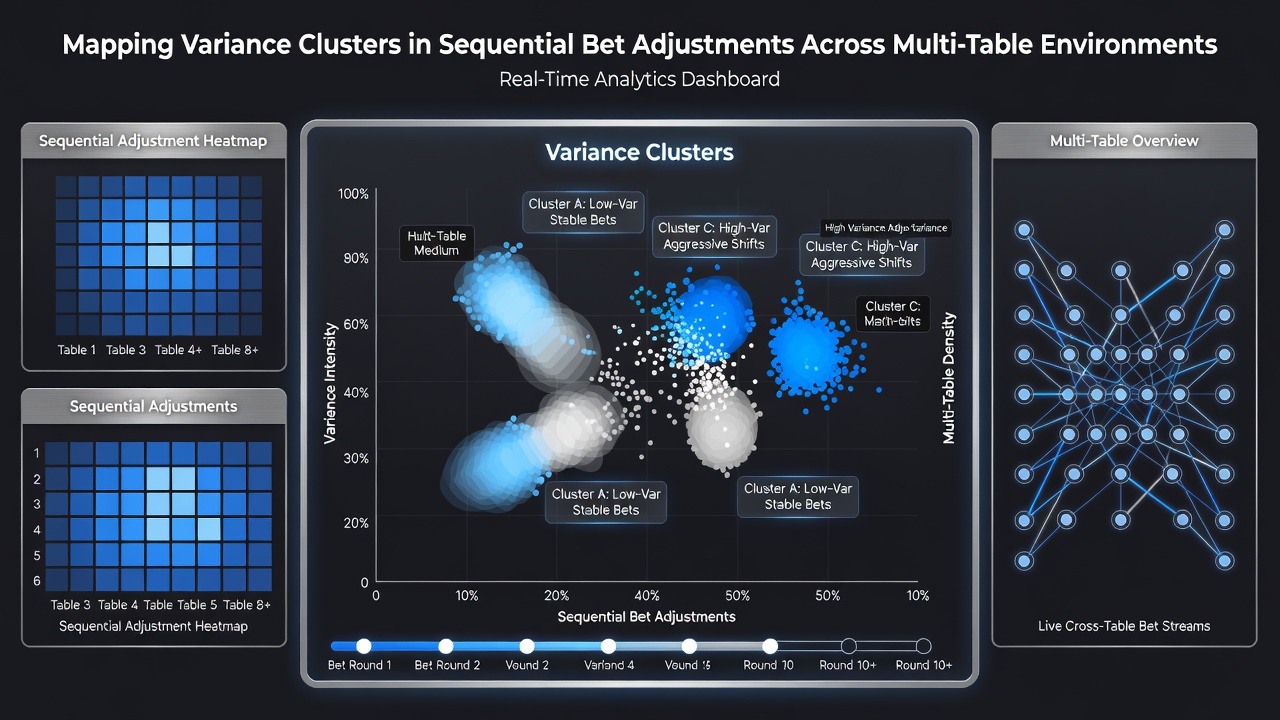 Detailed chart illustrating sequential bet adjustments and resulting variance cluster formations in multi-table casino environments